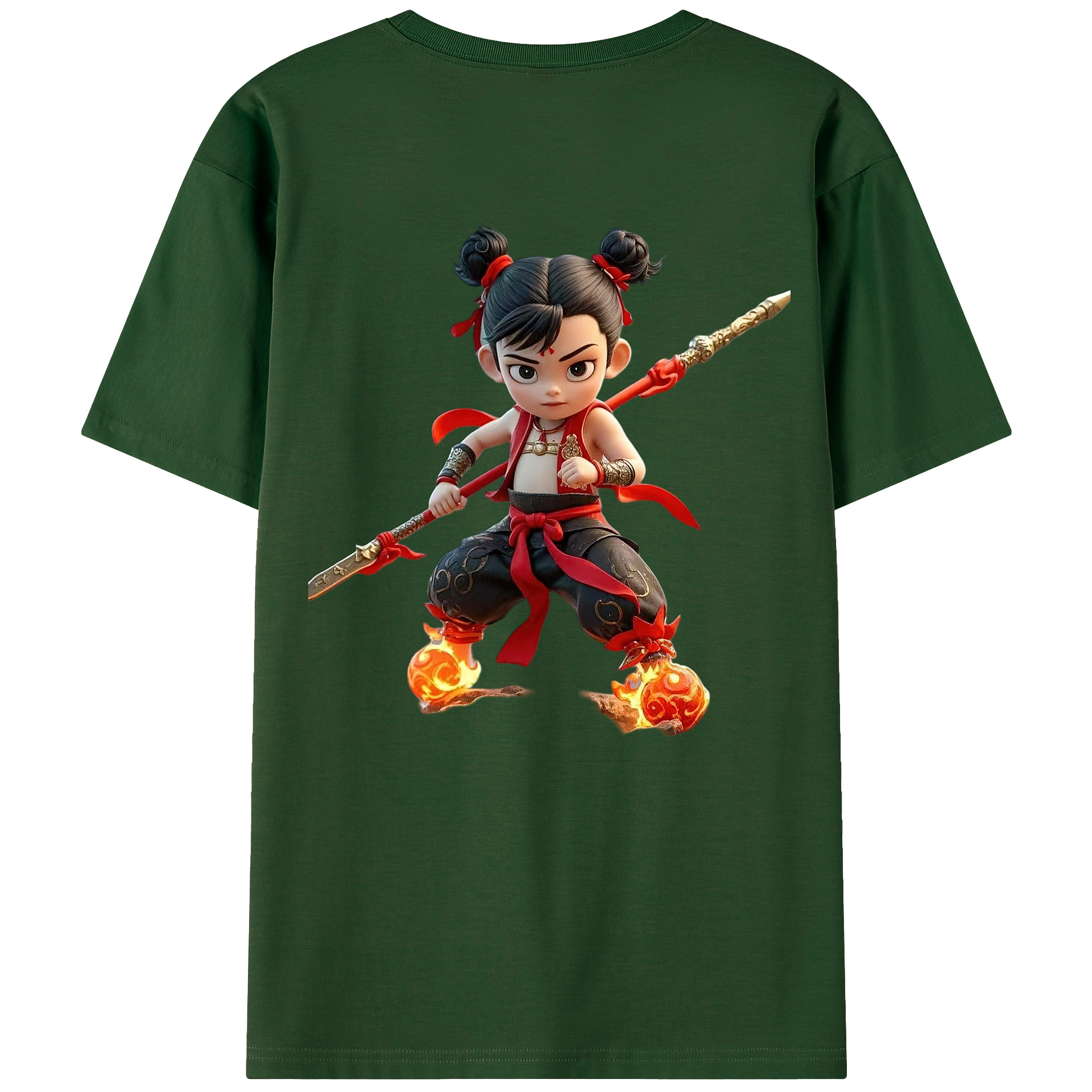 （画像用） Ne Zha 2 ナタ 魔童の大暴れ 綿100％半袖Tシャツ（背面プリント）
